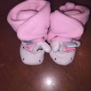 Charming Pink Baby Booties with unicorn Faces